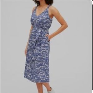Gap Zebra Knotted Cami Linen Blend Midi Dress